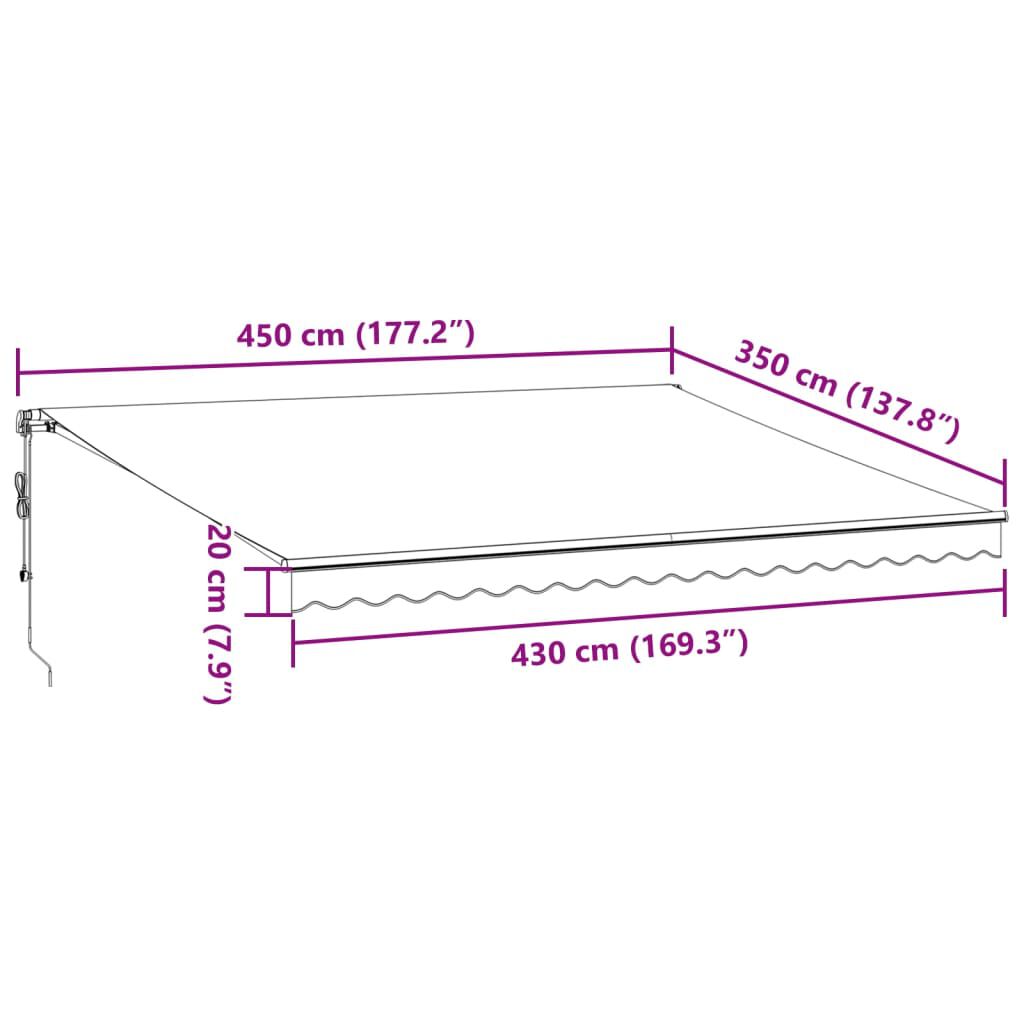 vidaXL Τέντα Πτυσσόμενη Αυτόματη Καφέ 450x350 εκ.