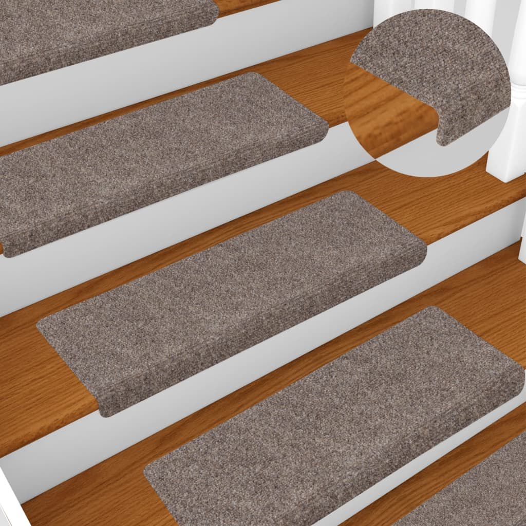 vidaXL Πατάκια Σκάλας 15 τεμ. Κρέμα 65x21x4 εκ. Βελονιασμένο Ύφασμα
