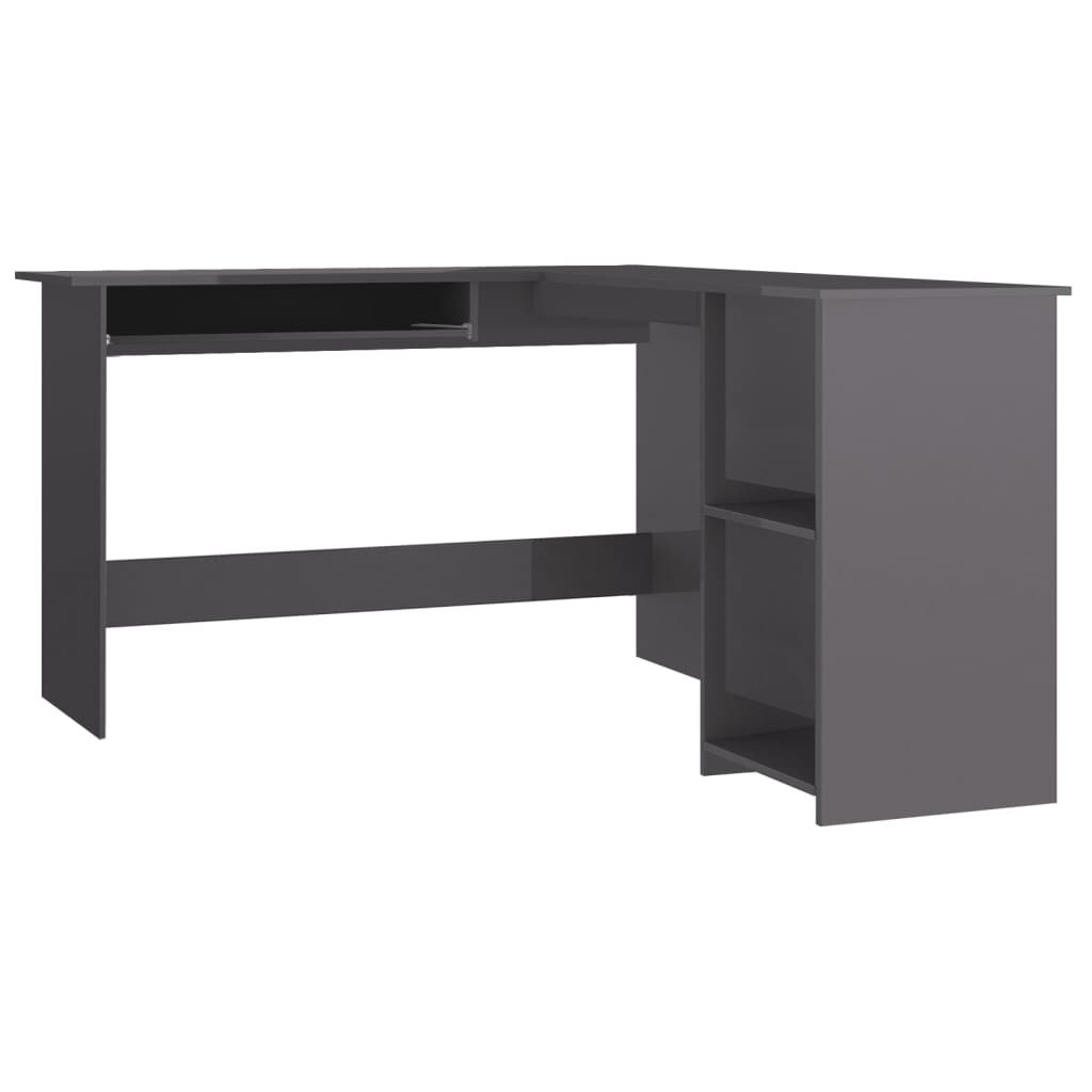 vidaXL Γραφείο Γωνιακό Γυαλιστερό Γκρι 120 x 140 x 75 εκ. Μοριοσανίδα