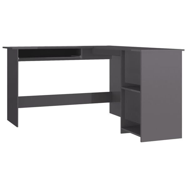 vidaXL Γραφείο Γωνιακό Γυαλιστερό Γκρι 120 x 140 x 75 εκ. Μοριοσανίδα