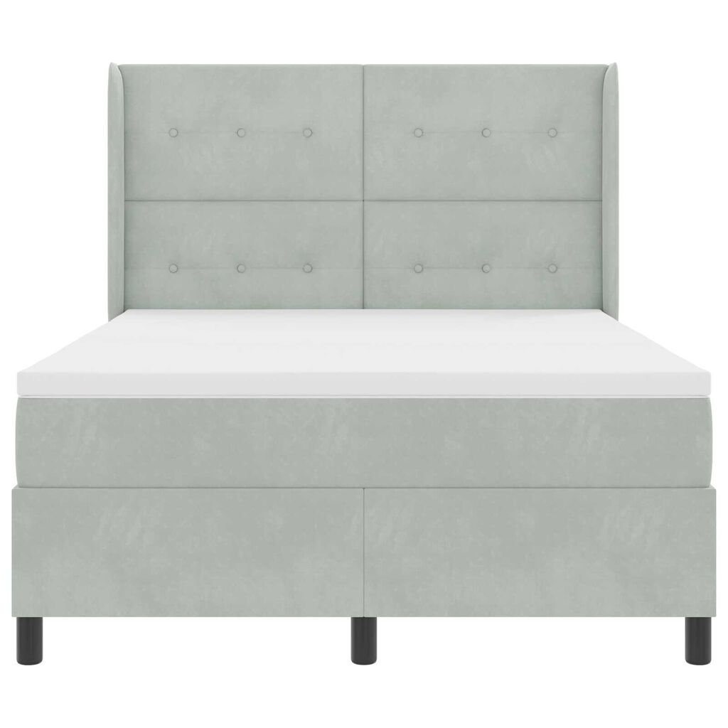 vidaXL Κρεβάτι με ελατήρια Ανοιχτό γκρι 140 x 200 cm Βελούδο