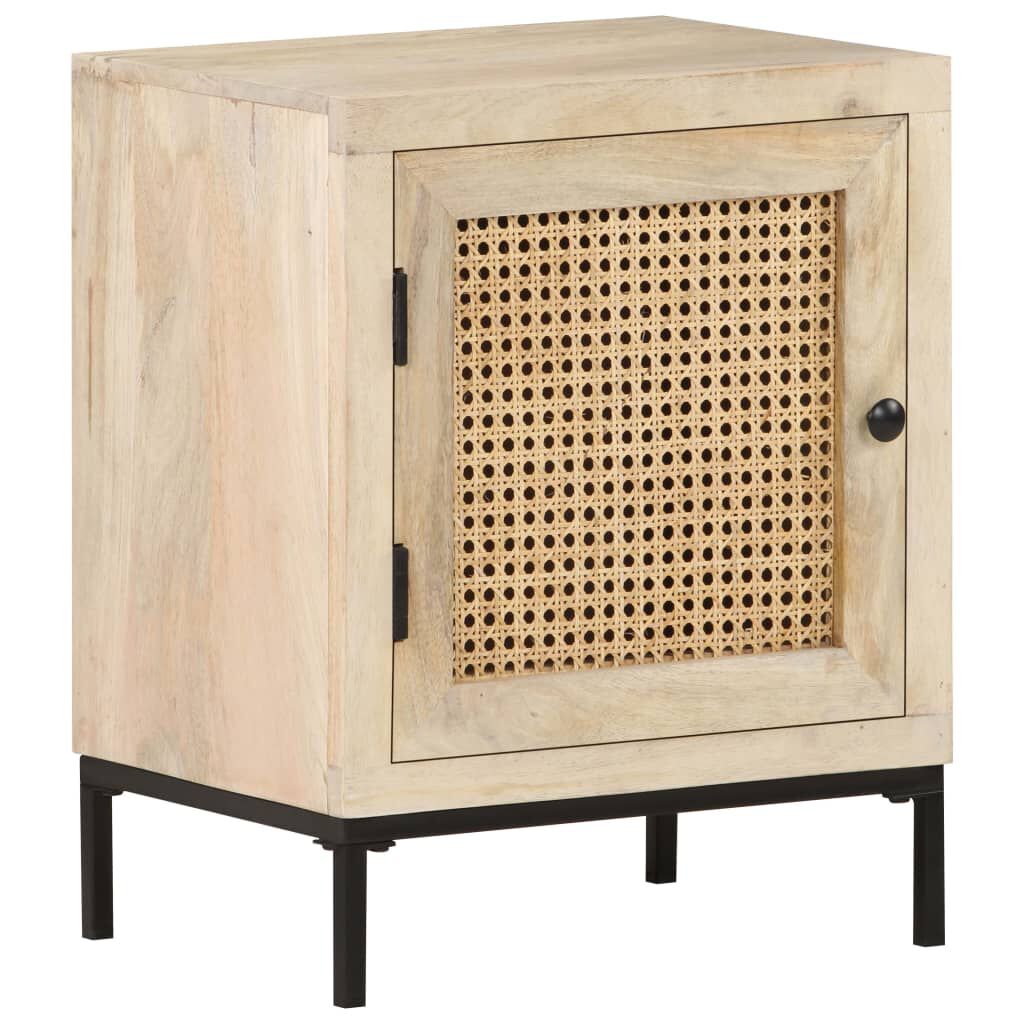 vidaXL Κομοδίνο 40 x 30 x 50 εκ. Μασίφ Ξύλο Μάνγκο/Φυσικό Ζαχαροκάλαμο