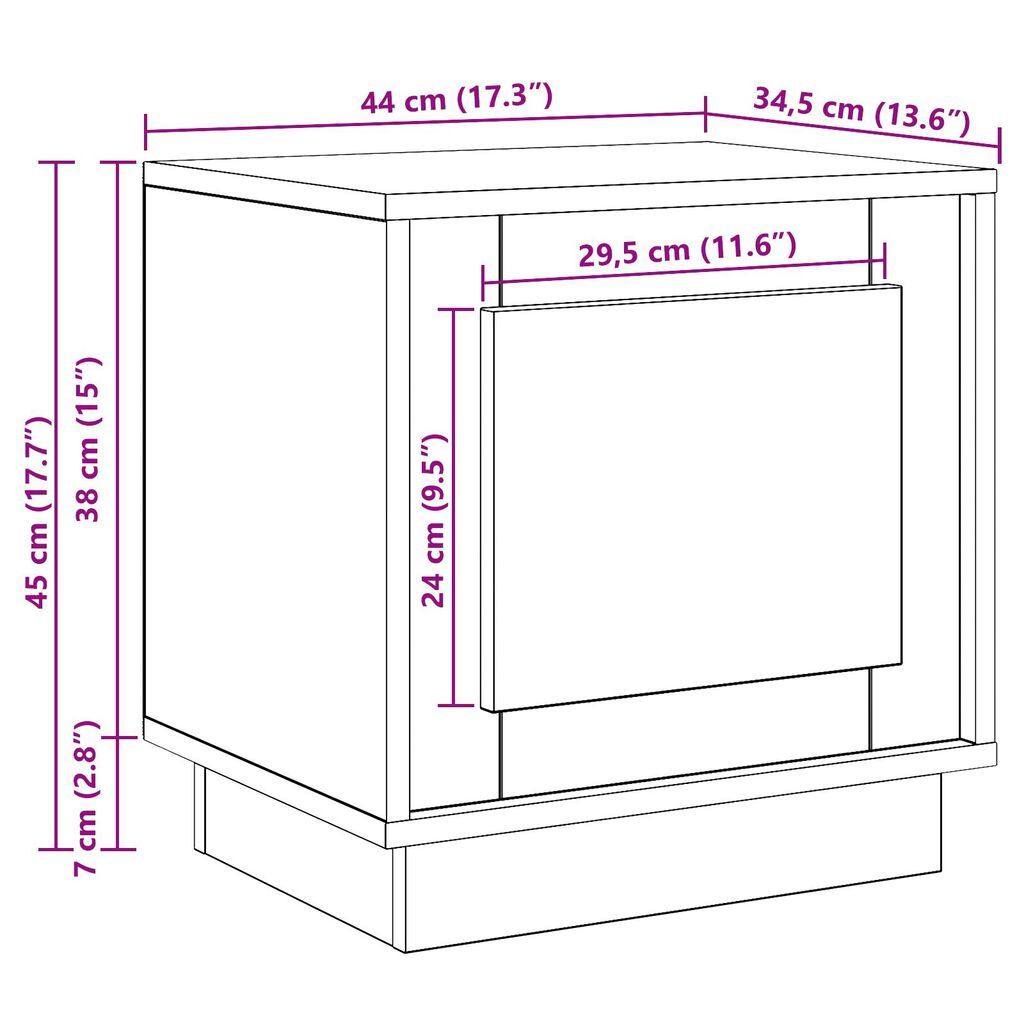 vidaXL Κομοδίνα Σετ 2 Sonoma oak Επεξεργασμένο ξύλο 44 x 34.5 x 45 εκ