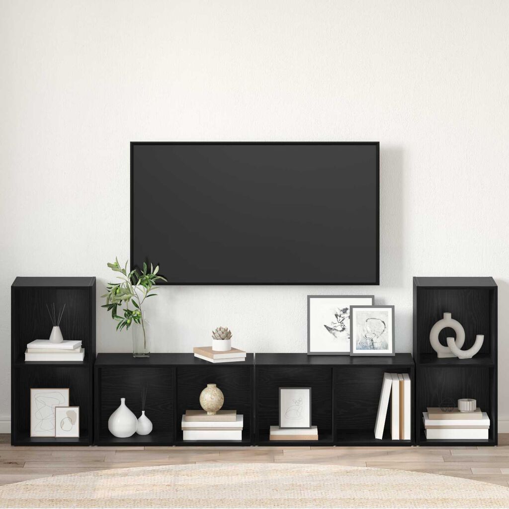 vidaXL Σετ επίπλου τηλεόρασης 4 pcs Μαύρη Δρυς 72 x 35 x 36.5 cm