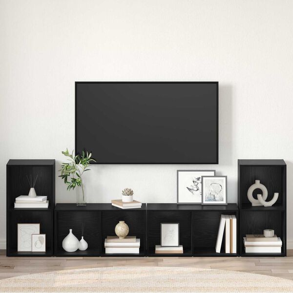 vidaXL Σετ επίπλου τηλεόρασης 4 pcs Μαύρη Δρυς 72 x 35 x 36.5 cm