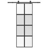 vidaXL Συρόμενη πόρτα με σετ υλικού 76x205 cm από γυαλί&Αλουμίνιο