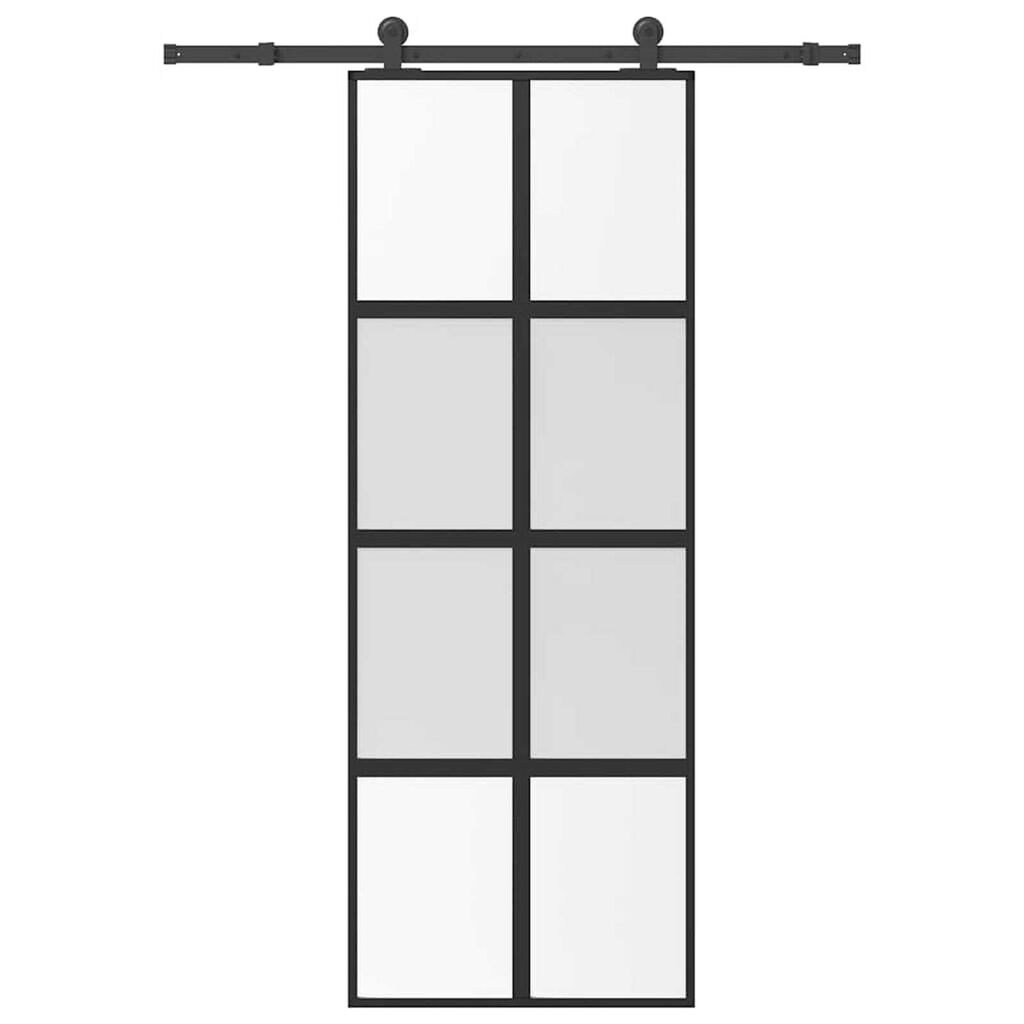 vidaXL Συρόμενη πόρτα με σετ υλικού 76x205 cm από γυαλί&Αλουμίνιο