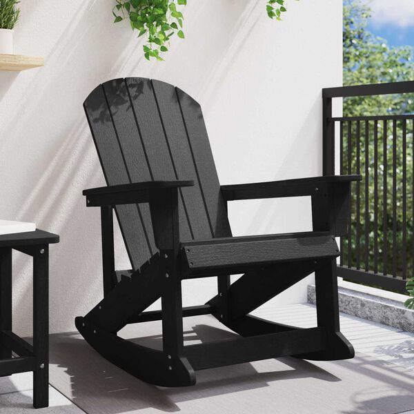 vidaXL Κουνιστή Καρέκλα Adirondack Μαύρη 73.5x92x90 εκ. HDPE