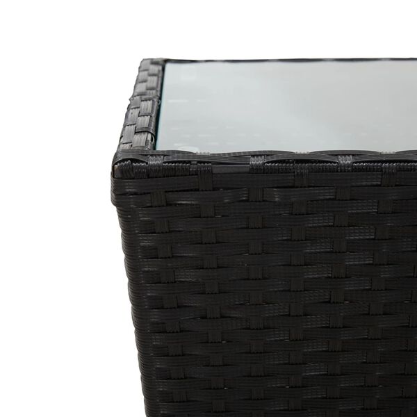 vidaXL Τραπέζι Βοηθητικό Μαύρο 41,5x41,5x43 εκ Συνθ.Ρατάν/Ψημένο Γυαλί