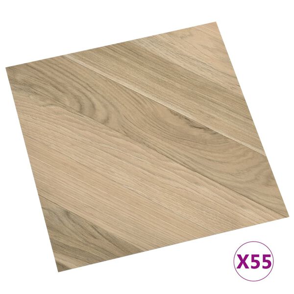 vidaXL Δάπεδο Αυτοκόλλητο Ριγέ Καφέ 55 τεμ. 5,11 μ² από PVC