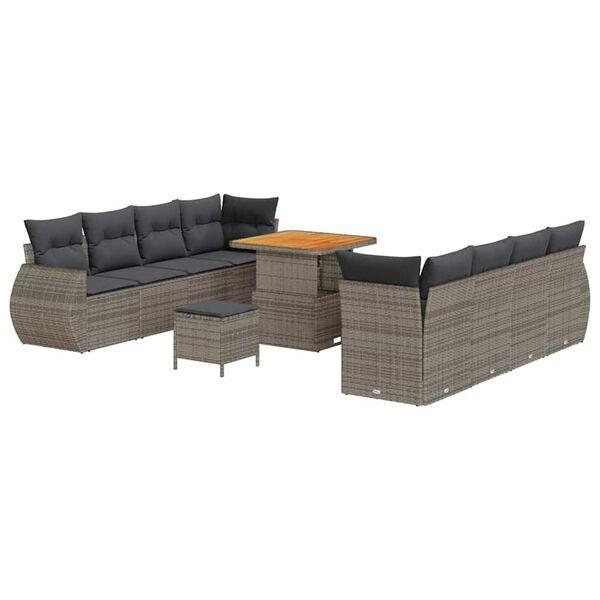 vidaXL Σετ Καναπέ Κήπου 11 pcs Γκρι συνθετικό ρατάν