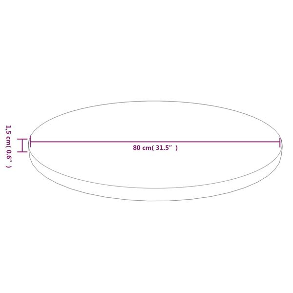 vidaXL Επιφάνεια Τραπεζιού Στρογγυλή Αν. Καφέ Ø80x1,5 εκ. Ξύλο Δρυς