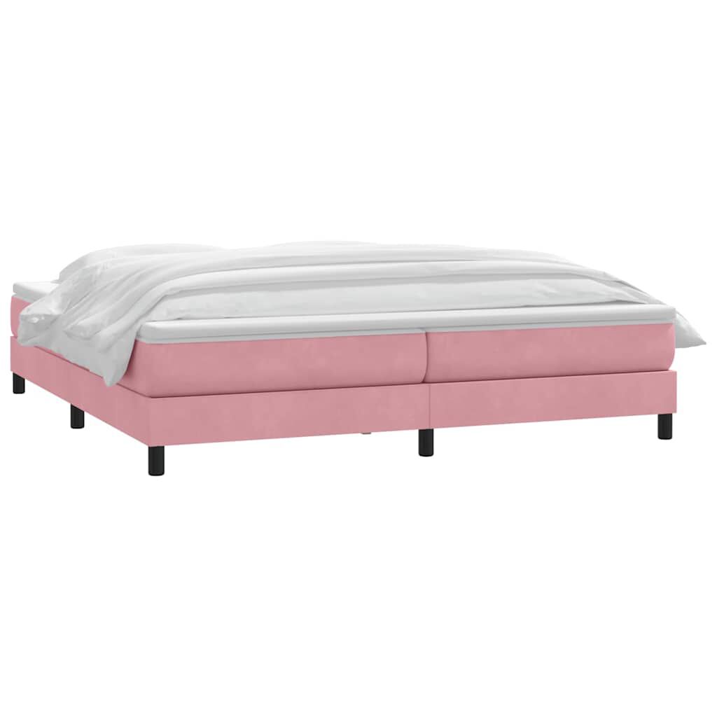 vidaXL Box Spring κρεβάτι με στρώμα ροζ 180x220 cm Βελούδινο