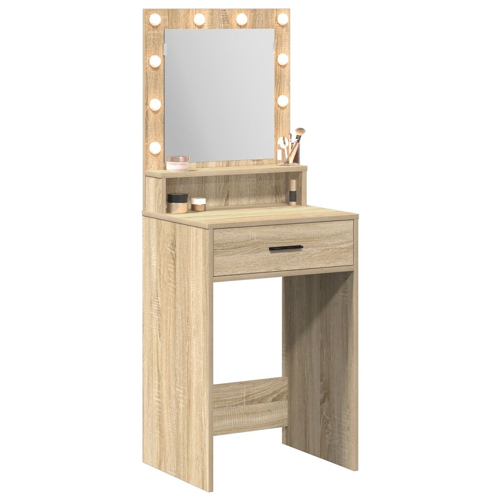 vidaXL Καθρέφτης με φώτα LED σε χρώμα Sonoma Oak 50x41x135 εκ.
