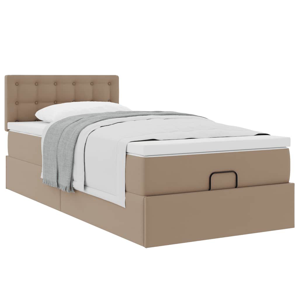 vidaXL Οθωμανικό κρεβάτι με στρώμα Cappucino 100x200cm Faux Leather