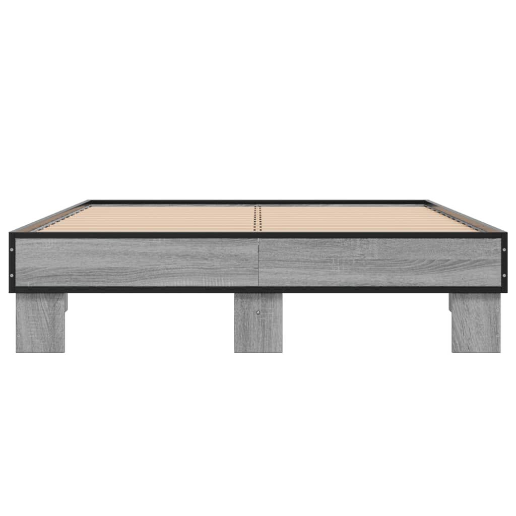 vidaXL Πλαίσιο Κρεβατιού Γκρι Sonoma 120 x 190εκ. Επεξ. Ξύλο & Μέταλλο