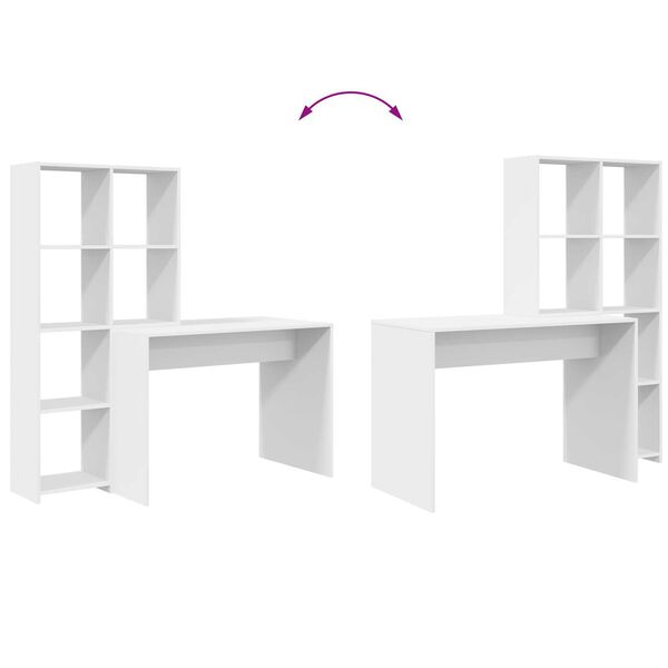 vidaXL Γραφείο με ράφι Λευκό 138.5 x 55 x 143 εκ Επεξεργασμένο ξύλο