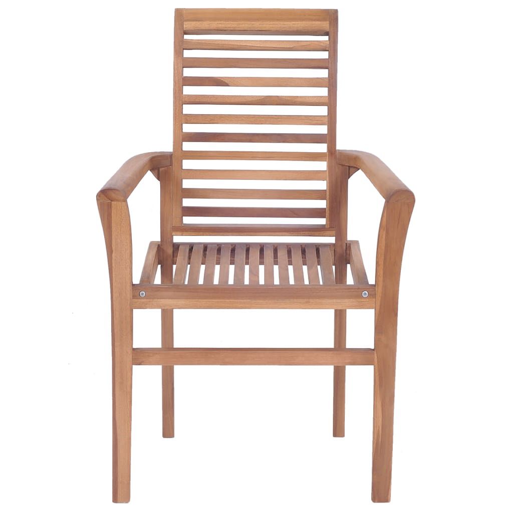 vidaXL Καρέκλες Τραπεζαρίας 6 τεμ. Μασίφ Ξύλο Teak & Taupe Μαξιλάρια