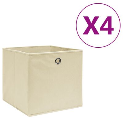 vidaXL Κουτιά Αποθήκευσης 4 τεμ. Κρεμ 28x28x28 εκ. Ύφασμα Non-woven