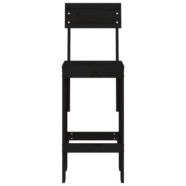 vidaXL Σκαμπό Μπαρ 2 τεμ. Μαύρα 40 x 48,5 x 115,5εκ. Μασίφ Ξύλο Πεύκου