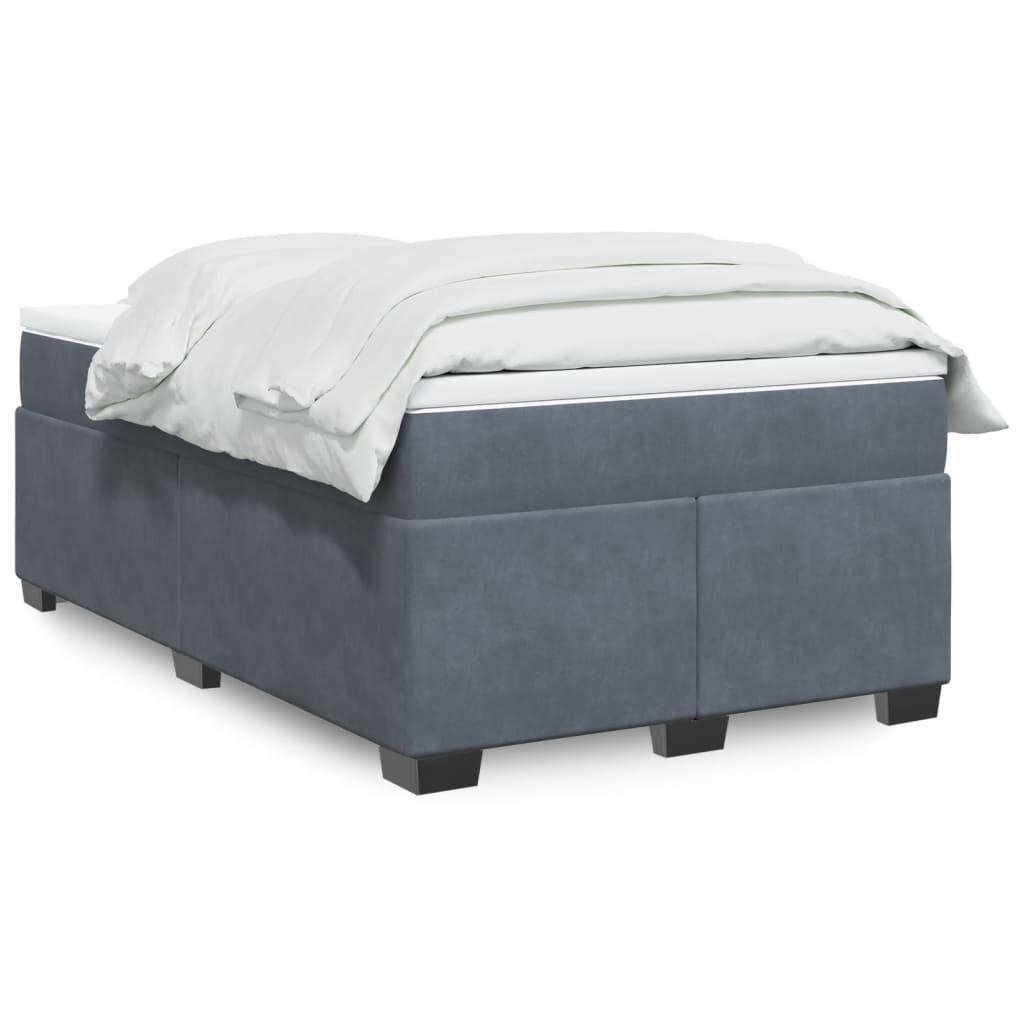 vidaXL Κρεβάτι Boxspring με Στρώμα Σκούρο Γκρι 120x200 εκ. Βελούδινο