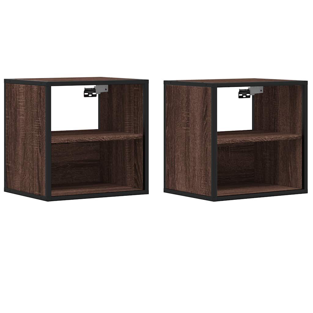 vidaXL Επίτοιχα κομοδίνα 2 τεμάχια καφέ δρυς 40x31x39,5 cm