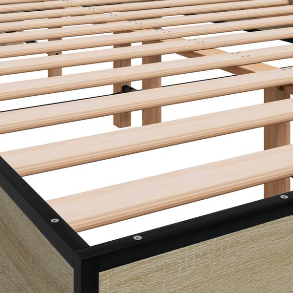 vidaXL Πλαίσιο Κρεβατιού Sonoma Δρυς 120x190 εκ. Επεξ. Ξύλο & Μέταλλο