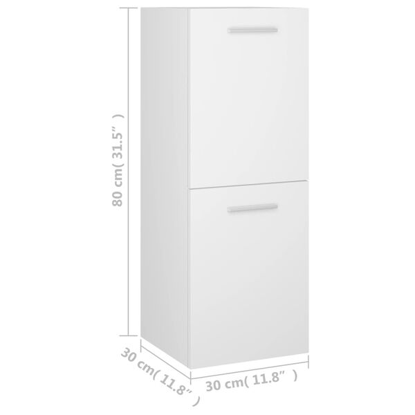 vidaXL Ντουλάπι Μπάνιου Λευκό 30 x 30 x 80 εκ. από Επεξ. Ξύλο