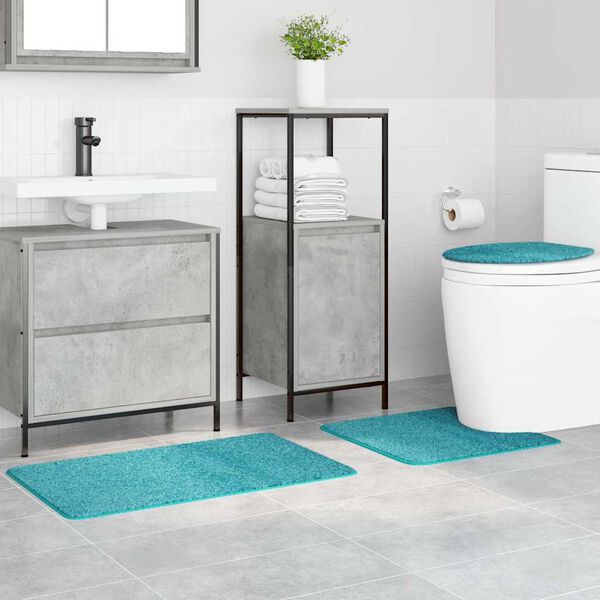vidaXL Σετ Μάτ Μπάνιου Αντιολισθητικό 3 pcs Τιρκουάζ 50 x 50 cm PP