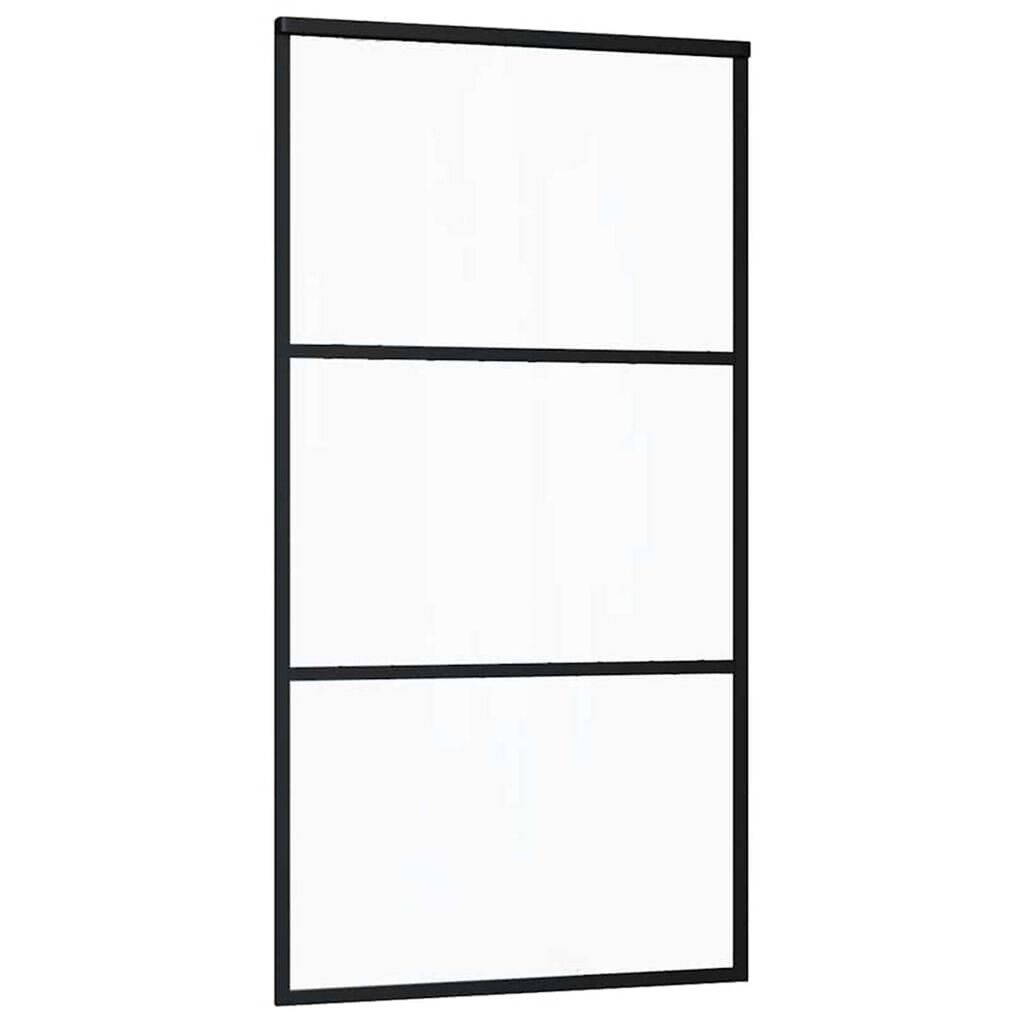 vidaXL Συρόμενη πόρτα με σετ υλικού Μαύρο 102x205 cm ESG Γυαλί
