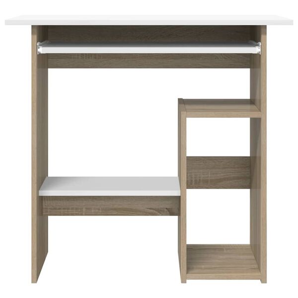 vidaXL Γραφείο Λευκό / Sonoma Δρυς 80 x 45 x 74 εκ. από Μοριοσανίδα