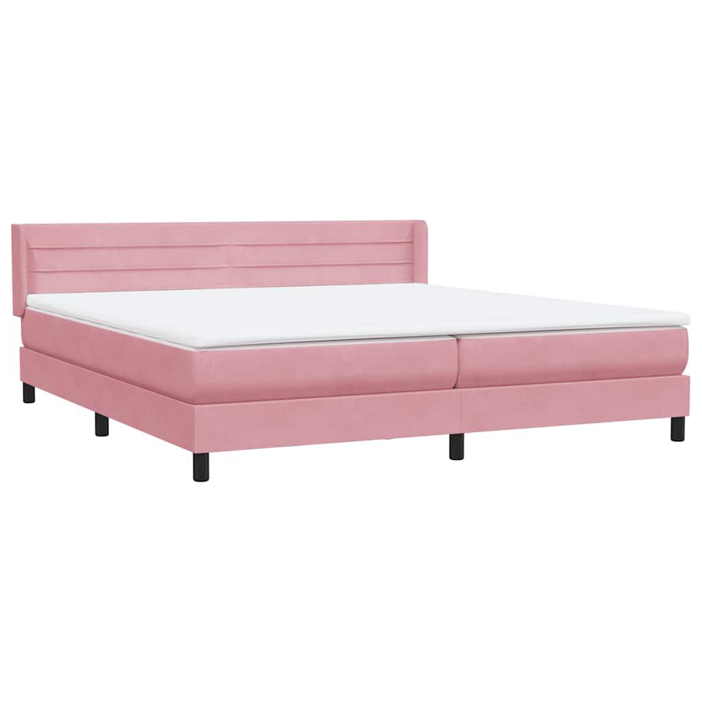vidaXL Box Spring κρεβάτι με στρώμα ροζ 180x220 cm Βελούδινο