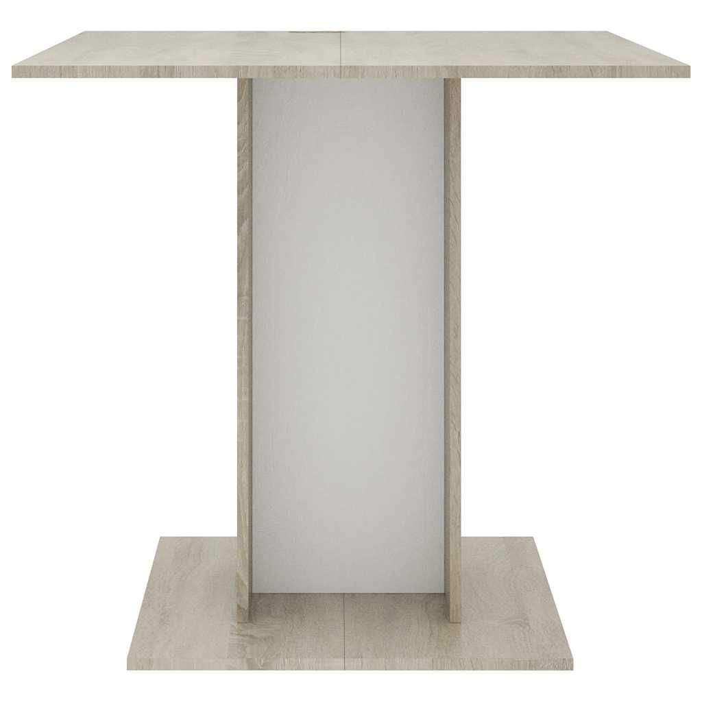 vidaXL Τραπεζαρία Λευκή / Sonoma Δρυς 80 x 80 x 75 εκ. από Μοριοσανίδα