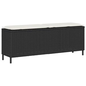 vidaXL Πάγκος κήπου με μαξιλάρι Μαύρο 110x30x40,5 cm Poly Rattan