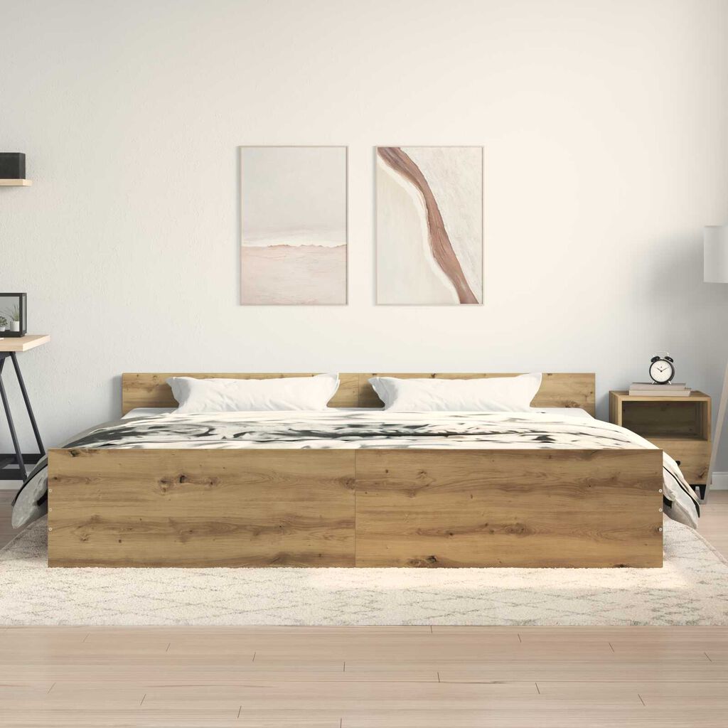 vidaXL Σκελετός Κρεβατιού artisan δρυς 200 x 200 cm Επεξεργασμένο ξύλο