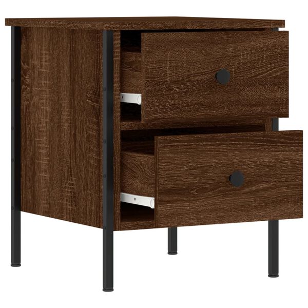 vidaXL Κομοδίνα 2 Τεμ. Καφέ Δρυς 40x42x50 εκ. από Επεξεργασμένο Ξύλο
