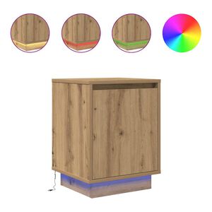 vidaXL &Kappa;&omicron;&mu;&omicron;&delta;ί&nu;&omicron; &mu;&epsilon; &phi;ώ&tau;&alpha; LED Artisan Oak 38x34x50 cm