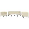 vidaXL Καναπές Chesterfield 3 τεμαχίων σετ Cream Faux Leather
