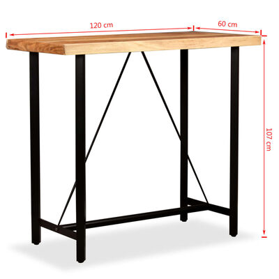 vidaXL Τραπέζι Μπαρ 120 x 60 x 107 εκ. από Μασίφ Ξύλο Ακακίας
