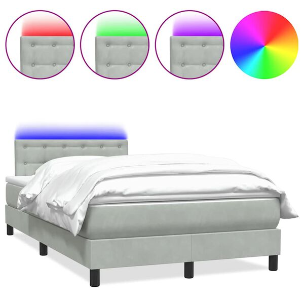 vidaXL &Kappa;&rho;&epsilon;&beta;ά&tau;&iota; Boxspring &mu;&epsilon; &Sigma;&tau;&rho;ώ&mu;&alpha; & LED &Alpha;&nu;&omicron;&iota;&chi;&tau;ό &Gamma;&kappa;&rho;&iota; 120x220 &epsilon;&kappa;. &Beta;&epsilon;&lambda;&omicron;ύ&delta;&iota;&nu;&omicron;