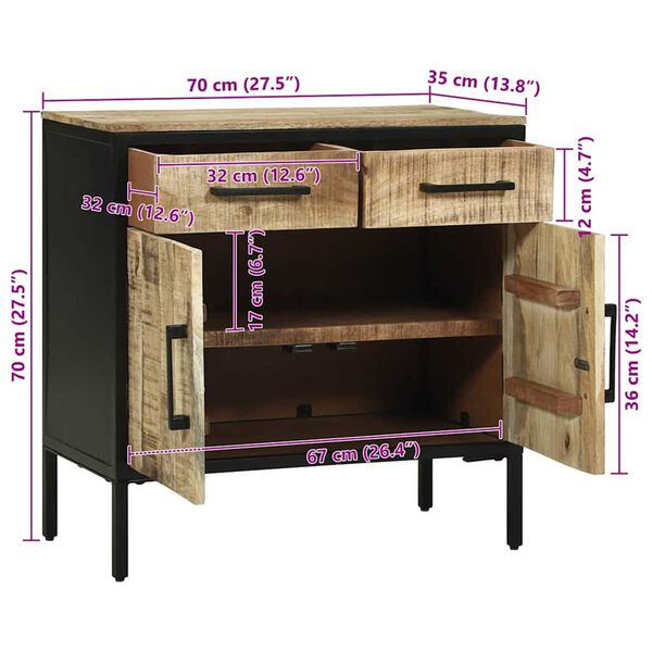 vidaXL Πλάι Καφέ 70 x 35 x 70 εκ. Μασίφ ξύλο μάνγκο