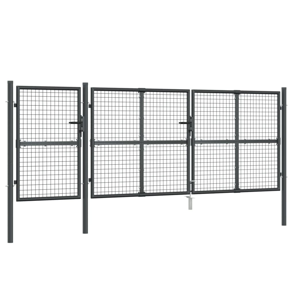 vidaXL Πόρτα Περίφραξης με Πλέγμα Ανθρακί 400 x 175 εκ. Γαλβαν. Ατσάλι