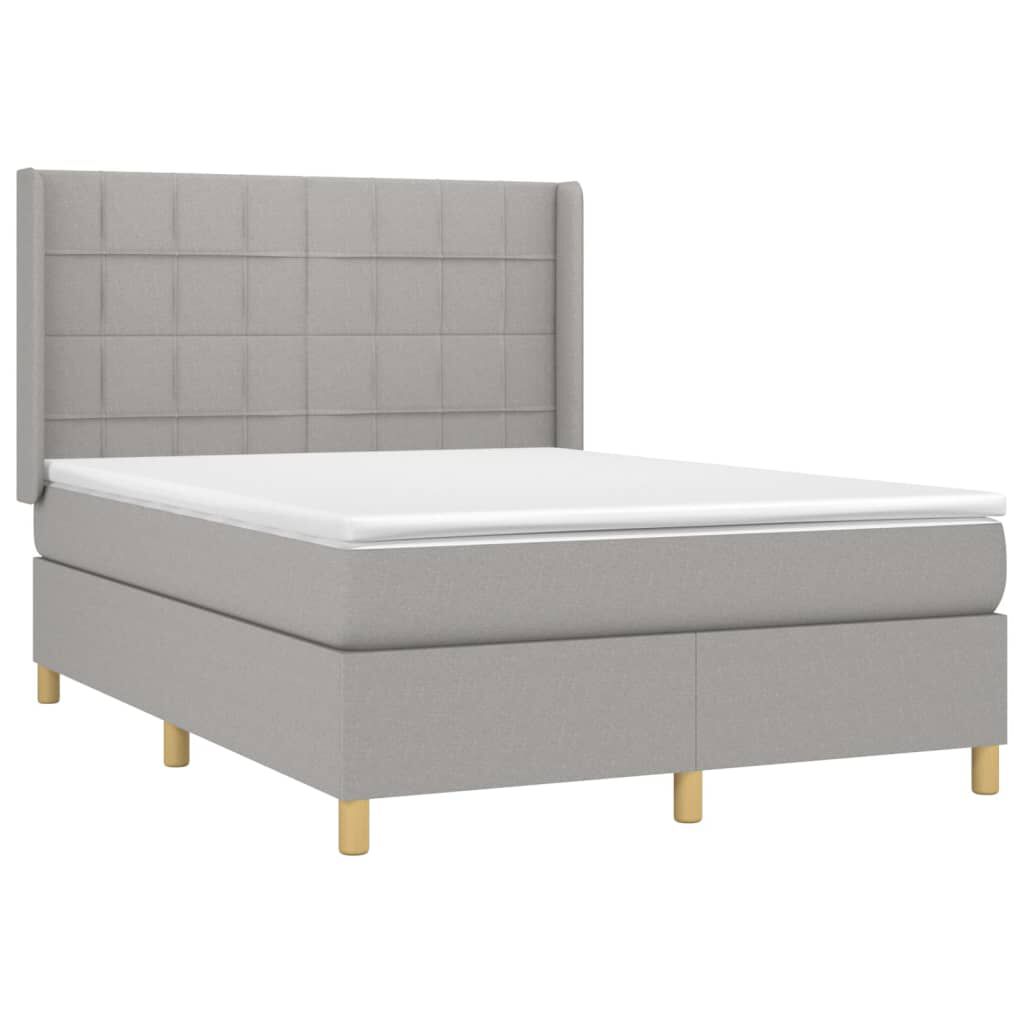 vidaXL Κρεβάτι Boxspring με Στρώμα Ανοιχτό Γκρι 140x200 εκ. Υφασμάτινο