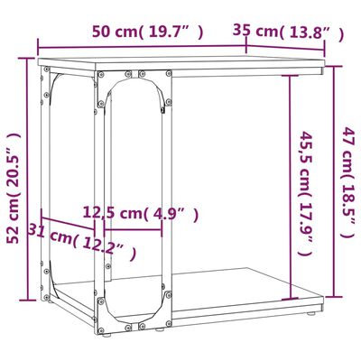 vidaXL Βοηθητικό Τραπέζι Καφέ Δρυς 50 x 35 x 52 εκ. Επεξεργασμένο Ξύλο