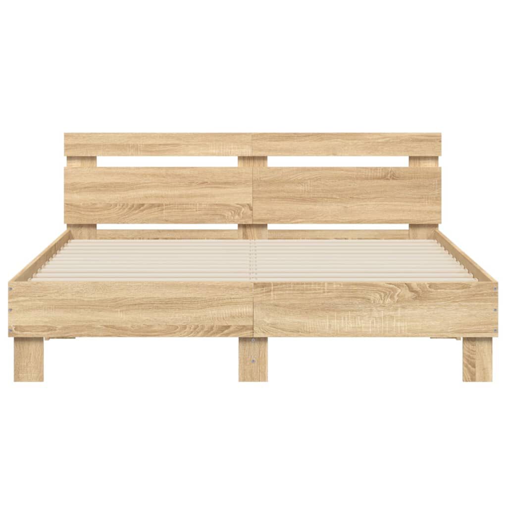 vidaXL Πλαίσιο Κρεβατιού με Κεφαλάρι Sonoma Δρυς 140x200εκ. Επεξ. Ξύλο