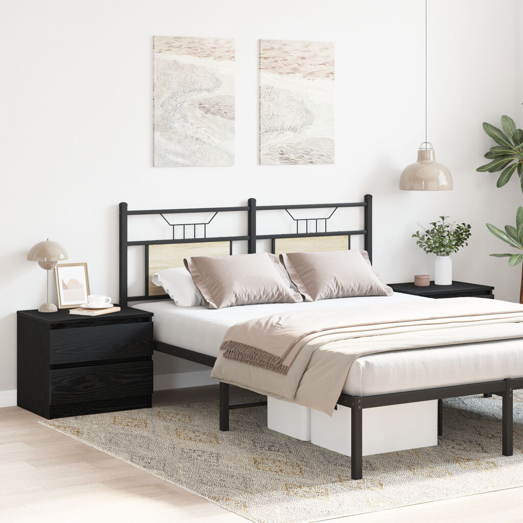 vidaXL Κομοδίνα 2 τμχ Μαύρο Δρυς 50x40x43,5 εκ Επεξεργασμένο ξύλο