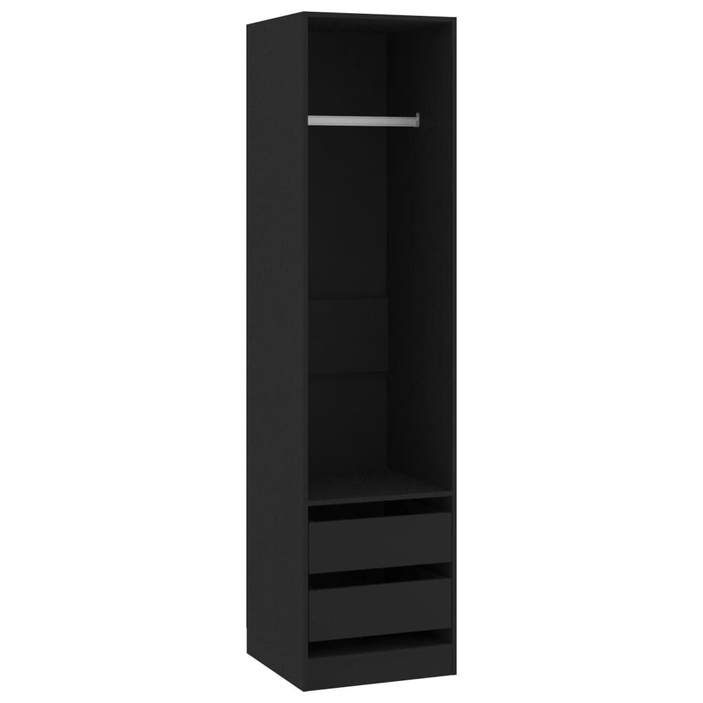vidaXL Ντουλάπα με Συρτάρια Μαύρη 50 x 50 x 200 εκ. από Επεξ. Ξύλο
