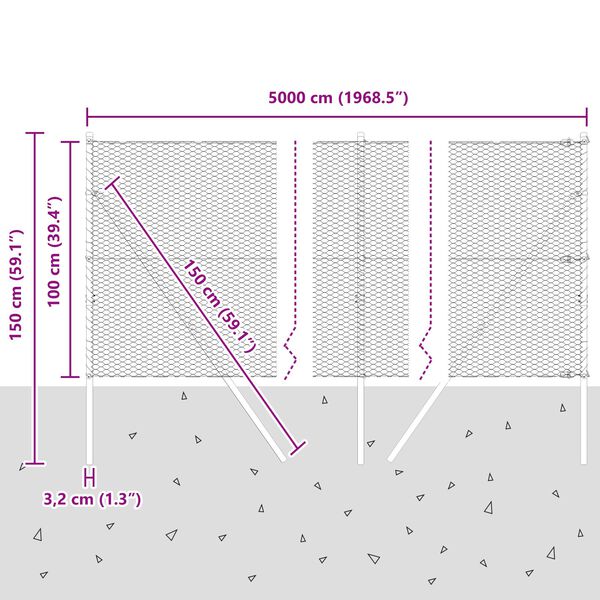 vidaXL Εξάγωνος Φράχτης Πράσινος 1x50 μ Χάλυβας