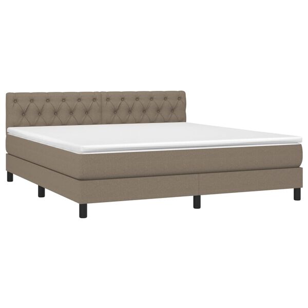 vidaXL &Kappa;&rho;&epsilon;&beta;ά&tau;&iota; Boxspring &mu;&epsilon; &Sigma;&tau;&rho;ώ&mu;&alpha; & LED Taupe 160x200 &epsilon;&kappa;. &Upsilon;&phi;&alpha;&sigma;&mu;ά&tau;&iota;&nu;&omicron;
