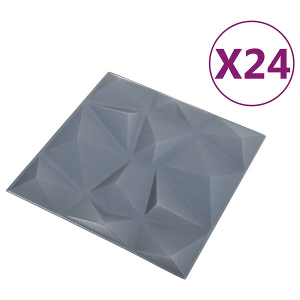 vidaXL &Pi;ά&nu;&epsilon;&lambda; &tau;&omicron;ί&chi;&omicron;&upsilon; 24 pcs &Delta;&iota;&alpha;&mu;ά&nu;&tau;&iota; &Gamma;&kappa;&rho;&iota; 50 x 50 cm &Phi;&epsilon;&lambda;&iota;&zeta;ό&lambda; XPS